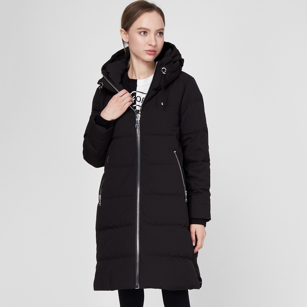 DKNY women parka coat hooded DL0MD124 down blend